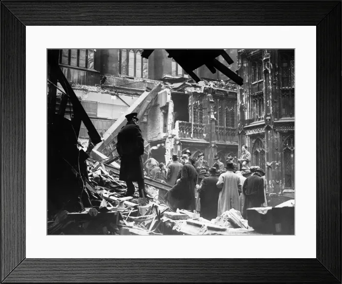 Framed Print : Damage to the House of Commons after the night bombings by the Germans noticed in Framed Print : Damage to the House of Commons after the night bombings by the Germans noticed in