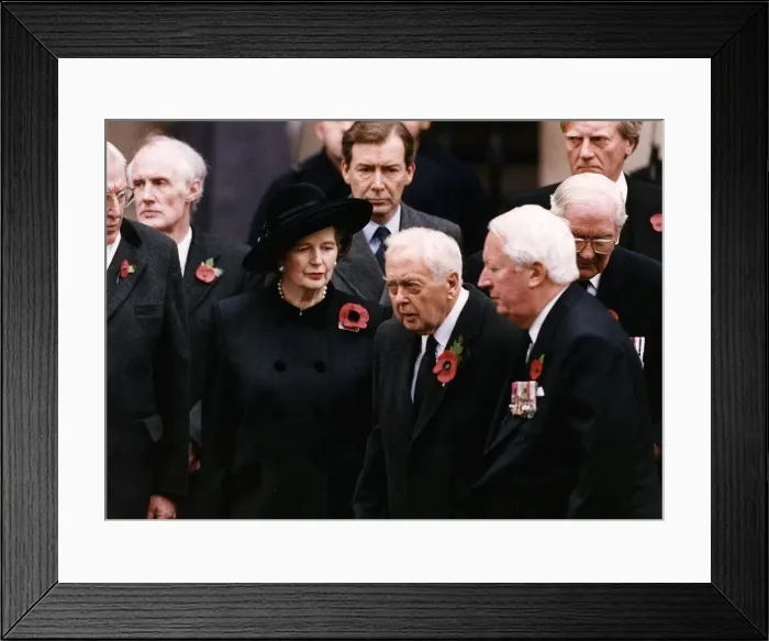 Framed Print : Margaret Thatcher with 3 other ex-premiers on Remembrance Sunday paying respects Framed Print : Margaret Thatcher with 3 other ex-premiers on Remembrance Sunday paying respects