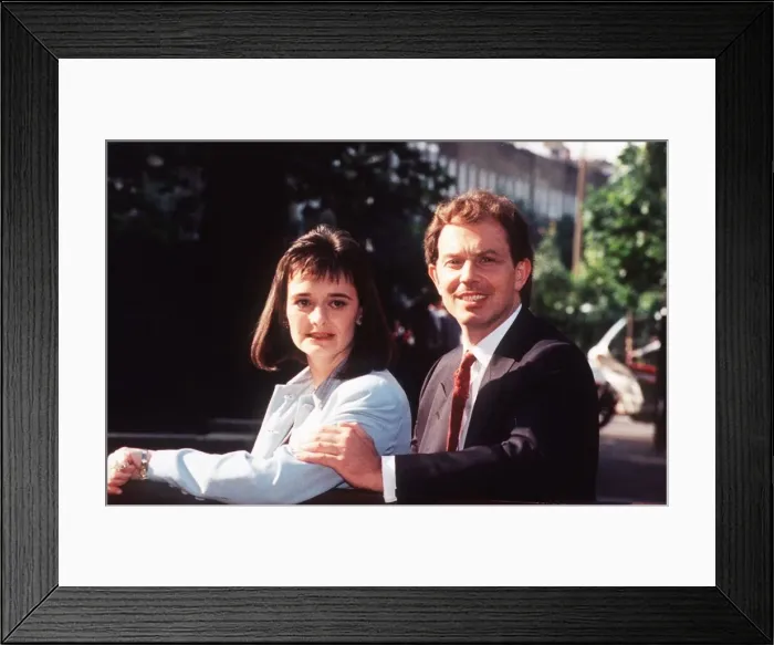 Framed Print : Tony Blair MP Labour Party Leader with his wife Sherie Blair. July 1994 Framed Print : Tony Blair MP Labour Party Leader with his wife Sherie Blair. July 1994