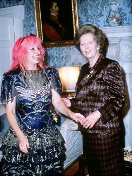 Prime Minister Margaret Thatcher with Zandra Rhodes at a presentation of Fashion Awards