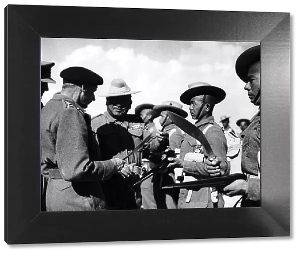 General Montgomery visiting a battalion of Gurkhas who helped the 8th Army to