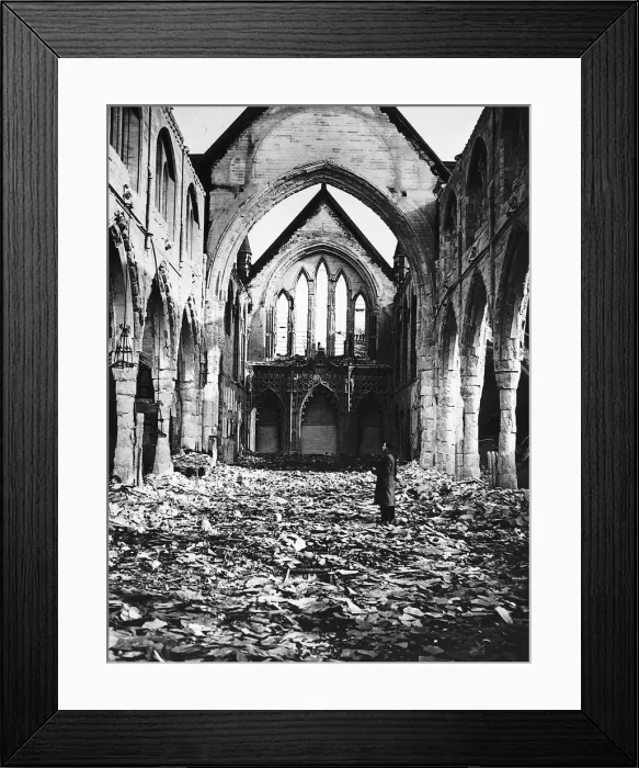 Framed Print : A bombed London church after WW2 air raid Framed Print : A bombed London church after WW2 air raid