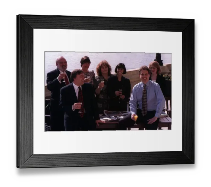 Framed Print : Tony Blair having a drink with friend and Labour Party members