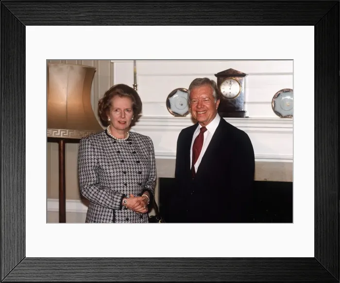 Framed Print : Margaret Thatcher Prime Minister with Jimmy Carter former U. S. President at No Framed Print : Margaret Thatcher Prime Minister with Jimmy Carter former U. S. President at No