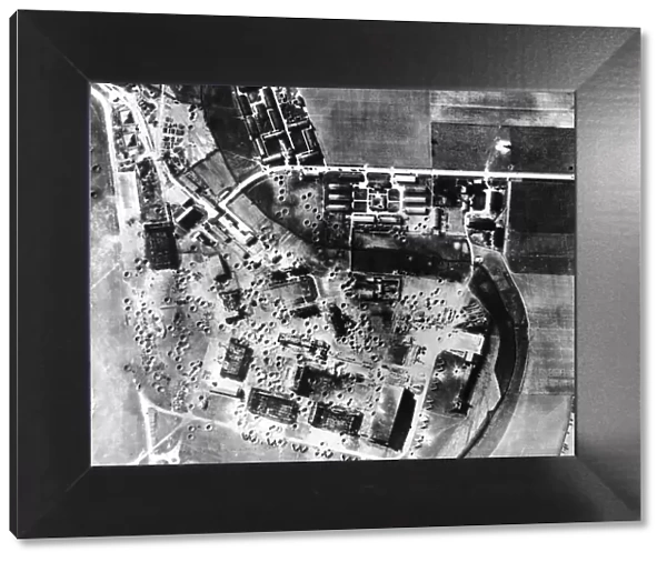 The Focke Wolf plant at Marionburg, East Prussia is completely blanketed by bomb