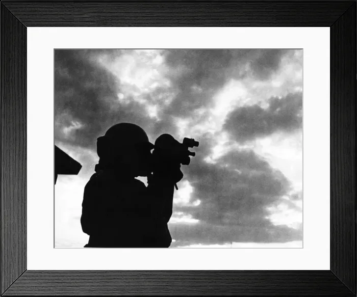 Framed Print : Photographer on a roof in WW2 Framed Print : Photographer on a roof in WW2