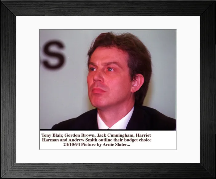 Framed Print : Tony Blair Labour leader at his press conference to announce Labours shadow Budget Framed Print : Tony Blair Labour leader at his press conference to announce Labours shadow Budget