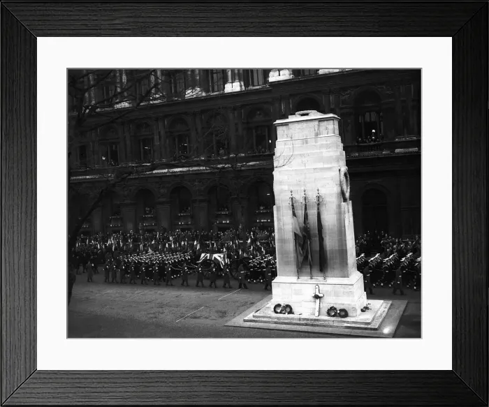 Framed Print : Winston Churchills funeral cortege passes the Cenotaph in 1965 Framed Print : Winston Churchills funeral cortege passes the Cenotaph in 1965