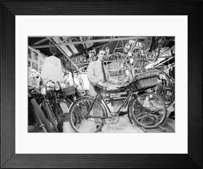 Framed Print : Robert Coalter curator and restorer of vintage bikes at the Brookeborough Vintage Cycle