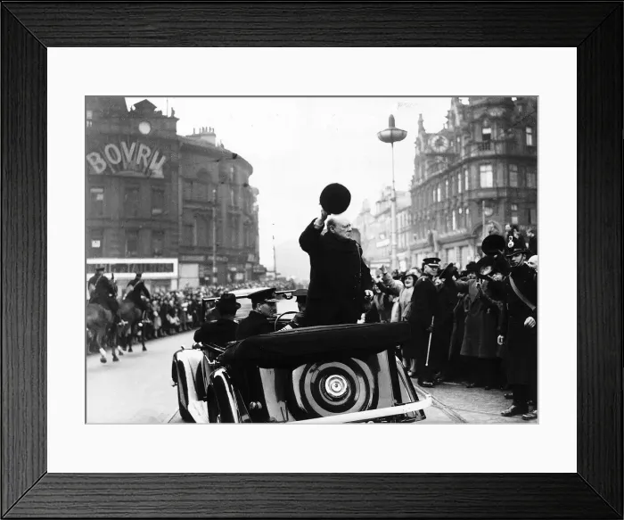 Framed Print : British Prime Minister Winston Churchill visiting Liverpool in June 1945 Framed Print : British Prime Minister Winston Churchill visiting Liverpool in June 1945