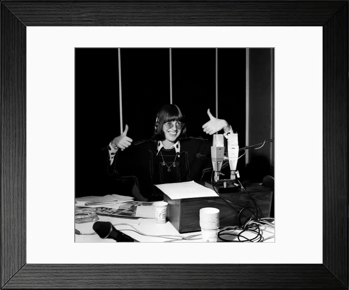 Framed Print : Janet Street Porter in radio studio 1973 Framed Print : Janet Street Porter in radio studio 1973