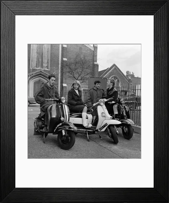Framed Print : Youth culture Mods with scooters 1964 Framed Print : Youth culture Mods with scooters 1964