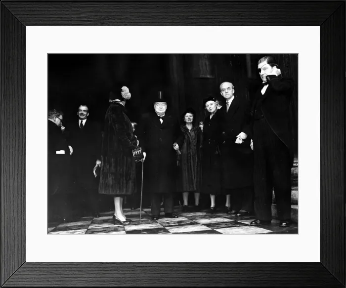 Framed Print : City crowds cheer Labour leader Clement Attlee and Conservative leader Winston Churchill