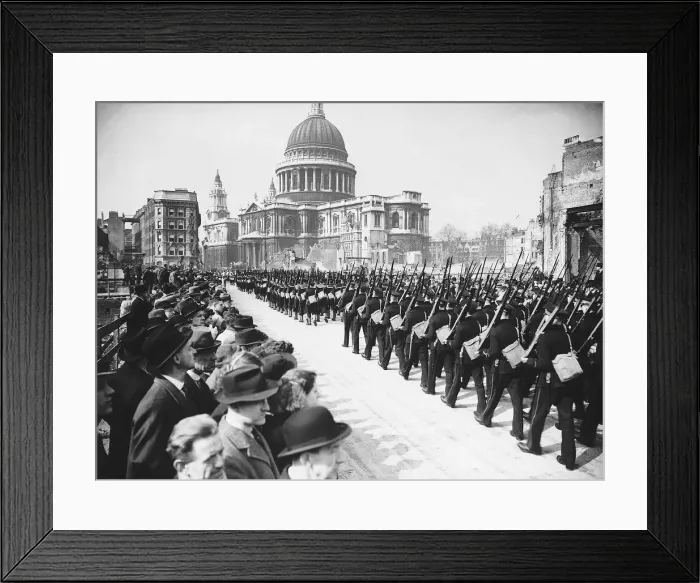 Framed Print : Warship Week procession passes St Pauls Cathedral in City of London where the Lord Framed Print : Warship Week procession passes St Pauls Cathedral in City of London where the Lord