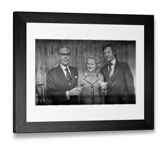 Framed Print : Margaret Thatcher with Denis Thatcher and son Mark Thatcher - February 1975 Framed Print : Margaret Thatcher with Denis Thatcher and son Mark Thatcher - February 1975