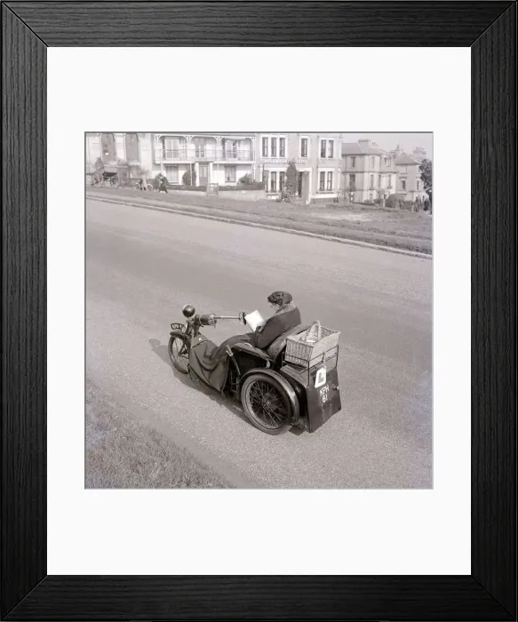 Framed Print : A converted motorbike turned into a three wheeled cab with whicker basket attachment Framed Print : A converted motorbike turned into a three wheeled cab with whicker basket attachment