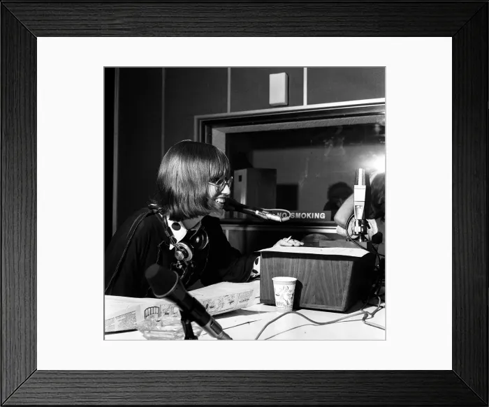 Framed Print : Janet Street Porter reports the news in studio 1973 at London broadcasting studios Framed Print : Janet Street Porter reports the news in studio 1973 at London broadcasting studios