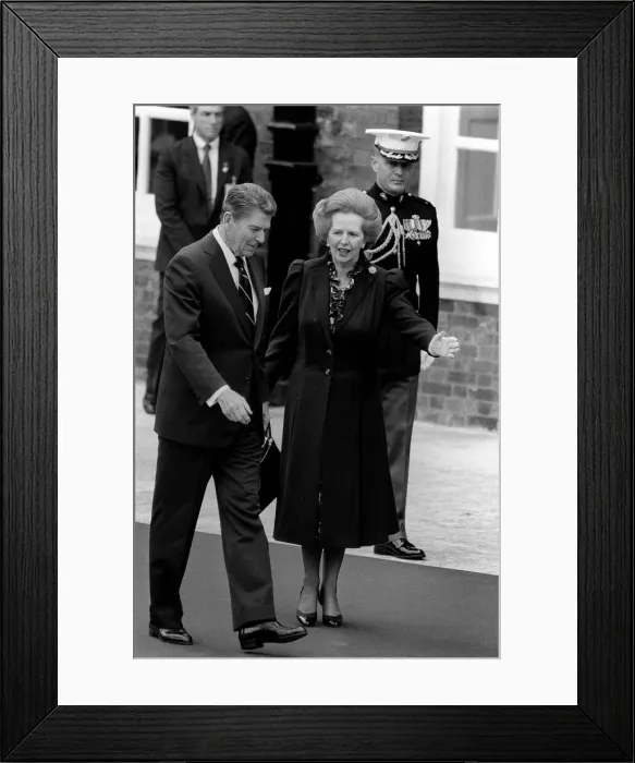 Framed Print : Margaret Thatcher and Ronald Reagan US President - 1984 during his visit to Britain Framed Print : Margaret Thatcher and Ronald Reagan US President - 1984 during his visit to Britain