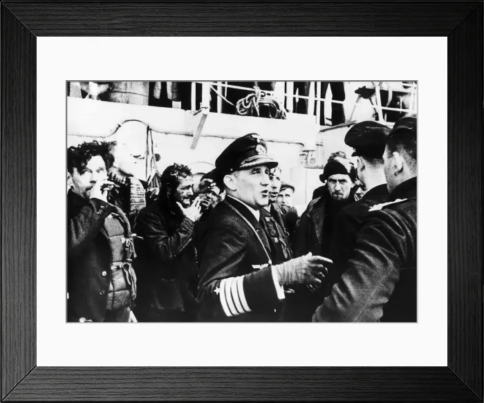 Framed Print : German captain gives orders after picking up survivors from British ship sunk Framed Print : German captain gives orders after picking up survivors from British ship sunk