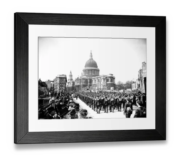 Framed Print : Warship Week parade passes St Pauls Cathedral in the City of London where the Lord Framed Print : Warship Week parade passes St Pauls Cathedral in the City of London where the Lord