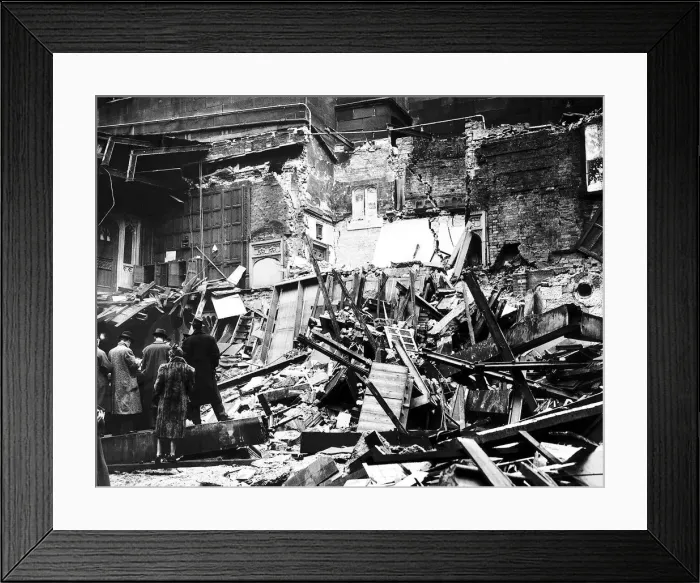 Framed Print : Members cloakroom and cloisters at the House of Commons bombed during WW2 air raid Framed Print : Members cloakroom and cloisters at the House of Commons bombed during WW2 air raid