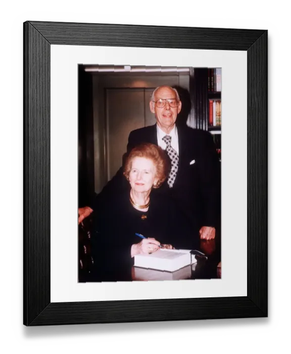 Framed Print : Margaret Thatcher and husband Denis Thatcher - June 1995 at the Signing of her new book Framed Print : Margaret Thatcher and husband Denis Thatcher - June 1995 at the Signing of her new book