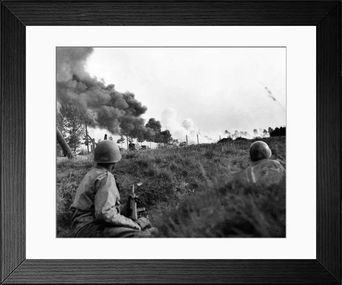 Framed Print : British ammunition truck heading for the Front Line is hit by enemy fire on road Framed Print : British ammunition truck heading for the Front Line is hit by enemy fire on road