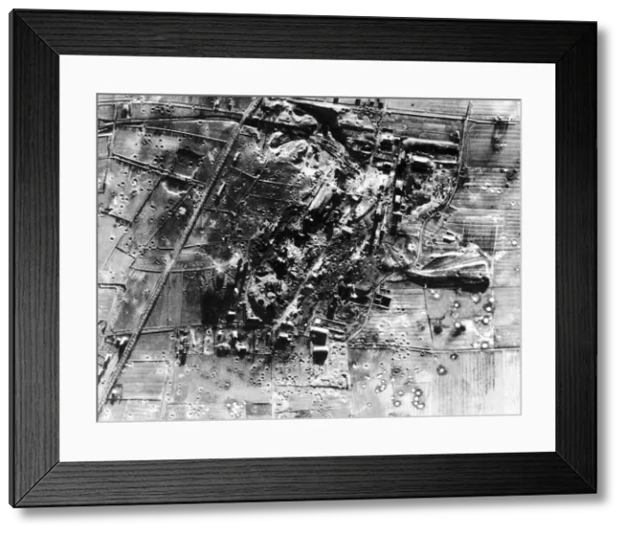 Framed Print : Bomb craters around the Hemmingstedt Oil Refinery in Germany after an air raid by US Framed Print : Bomb craters around the Hemmingstedt Oil Refinery in Germany after an air raid by US