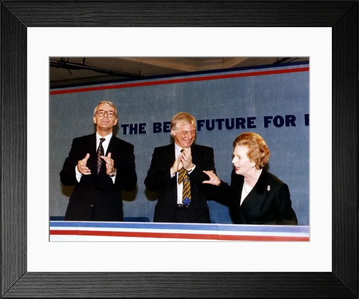 Framed Print : John Major Prime Minister and former Prime Minister Margaret Thatcher with Chris Patten Framed Print : John Major Prime Minister and former Prime Minister Margaret Thatcher with Chris Patten