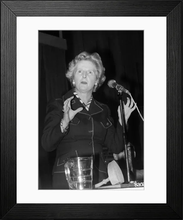 Framed Print : Margaret Thatcher MP talking at a meeting April 1977 Framed Print : Margaret Thatcher MP talking at a meeting April 1977
