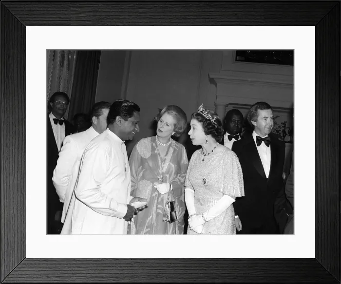 Framed Print : Her Majesty The Queen in Zambia August 1979 - Margaret Thatcher with Queen Elizabeth II