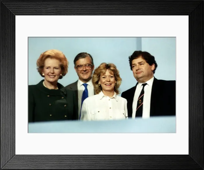 Framed Print : Nigel Lawson Conservative stands with his Therese, Kenneth Baker Framed Print : Nigel Lawson Conservative stands with his Therese, Kenneth Baker