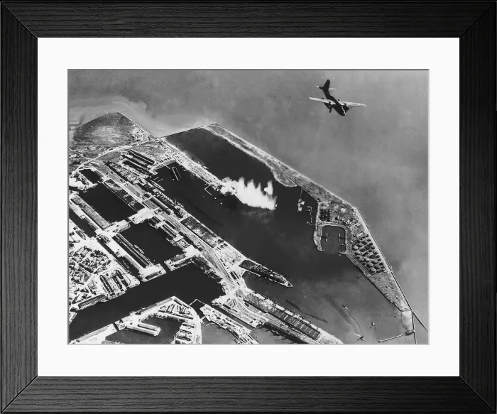Framed Print : Bombing raid on enemy shipping in Le Havre Docks by the USAF Douglas A20 Boston Framed Print : Bombing raid on enemy shipping in Le Havre Docks by the USAF Douglas A20 Boston