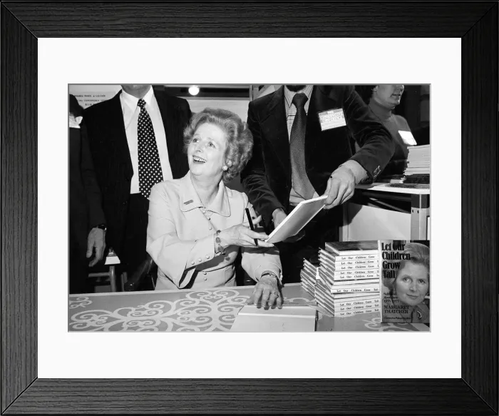 Framed Print : Margaret Thatcher, October 1977, signing books at the Conservative Party conference Framed Print : Margaret Thatcher, October 1977, signing books at the Conservative Party conference
