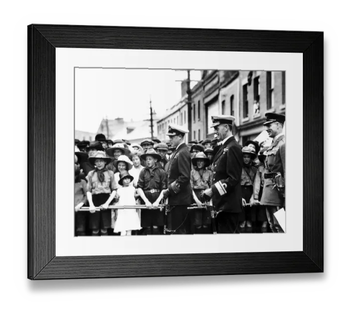 Framed Print : Prince Of Wales visit to Newfoundland, Canada 1919. Amused by Boy Scouts greeting Framed Print : Prince Of Wales visit to Newfoundland, Canada 1919. Amused by Boy Scouts greeting
