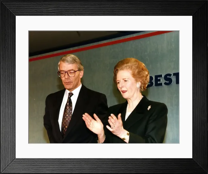 Framed Print : Prime Minister John Major with Margaret Thatcher at Tory rally in London 1992 Framed Print : Prime Minister John Major with Margaret Thatcher at Tory rally in London 1992