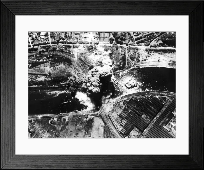 Framed Print : Bombs destroy a double span railway bridge near Liege in Belgium Framed Print : Bombs destroy a double span railway bridge near Liege in Belgium