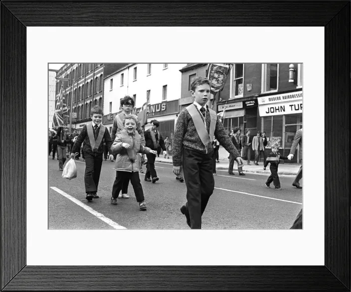 : Junior Orange Order Parade At Carrickfergus April 1981 Junior Orangemen enjoying : Junior Orange Order Parade At Carrickfergus April 1981 Junior Orangemen enjoying
