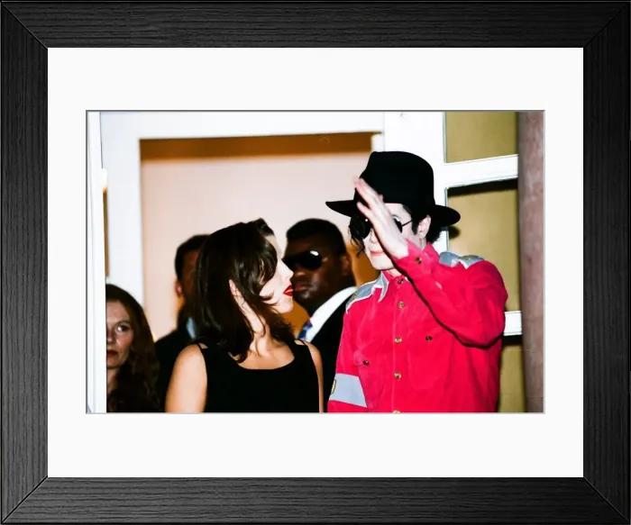 Framed Print : American pop singer Michael jackson with his new bride Lisa-Marie Presley during a visit