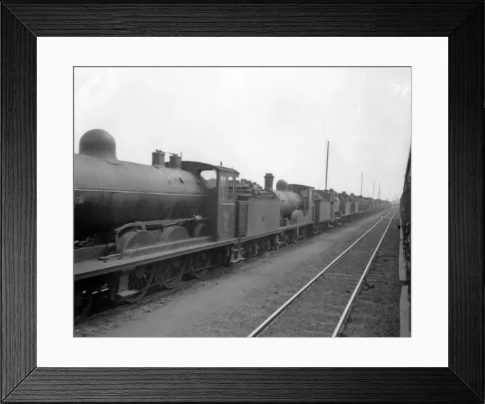 Framed Print : locomotives at Ghent in belgium waiting to be sent south during fighting on the Western Framed Print : locomotives at Ghent in belgium waiting to be sent south during fighting on the Western