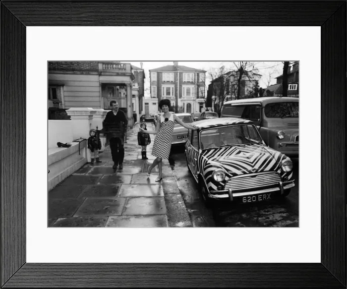 Framed Print : Here it is! The car for the Op Art girl (optical art girl Framed Print : Here it is! The car for the Op Art girl (optical art girl