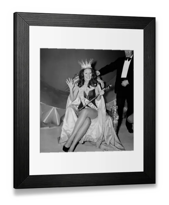 Framed Print : Lucia Tavares Petterle of Brazil celebrates as she wins the Miss World beauty contest