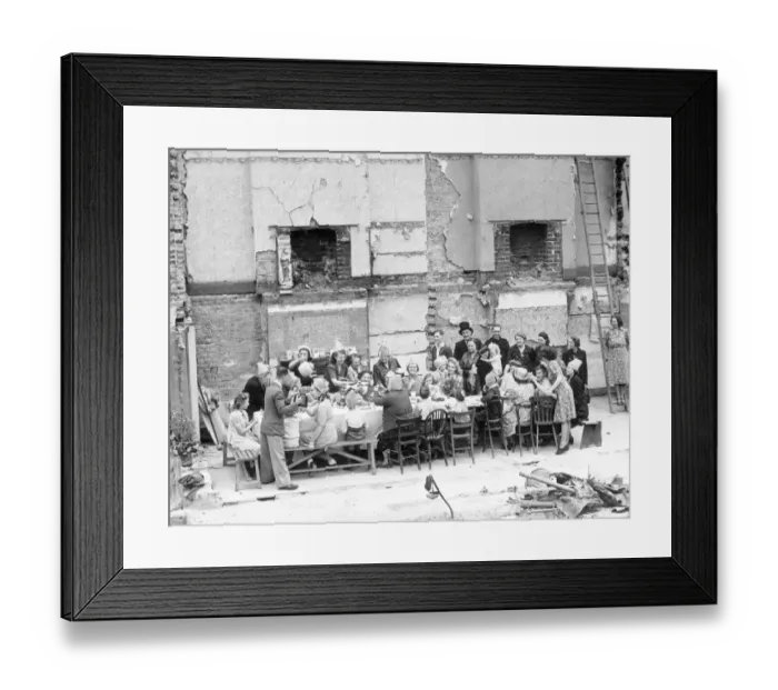 Framed Print : Christine Pierce birthday party held in the ruins of her familys house in Hammersmith