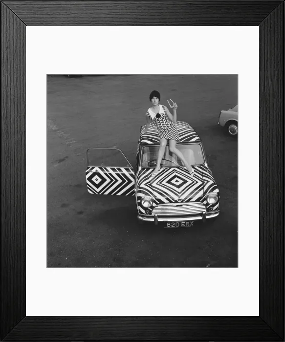 Framed Print : Here it is! The car for the Op Art girl (optical art girl Framed Print : Here it is! The car for the Op Art girl (optical art girl