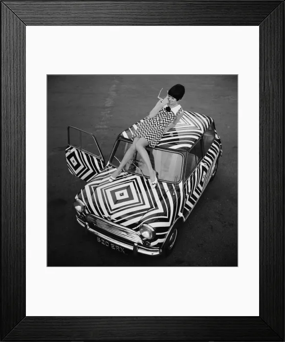 Framed Print : Here it is! The car for the Op Art girl (optical art girl Framed Print : Here it is! The car for the Op Art girl (optical art girl