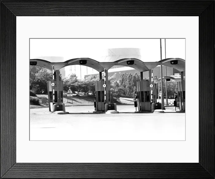 Framed Print : General scenes of traffic scenes in Newcastle - The empty tolls at the Tyne Tunnel