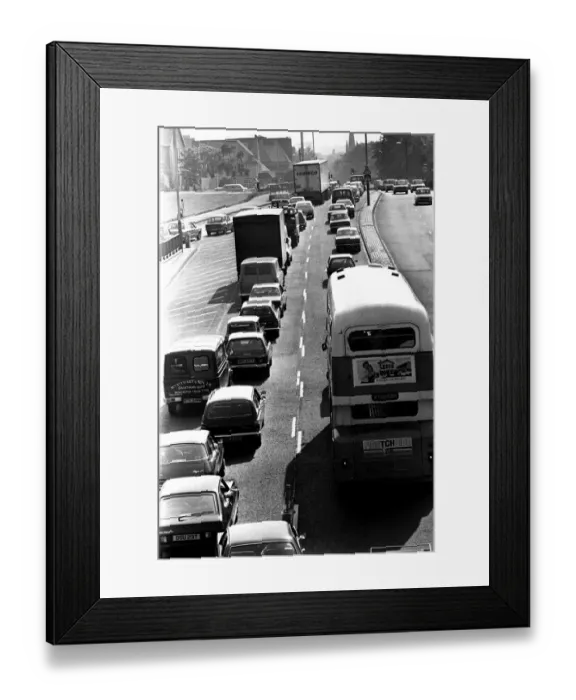 Framed Print : General scenes of traffic scenes in Newcastle - Traffic jams on the Coast Road at Heaton