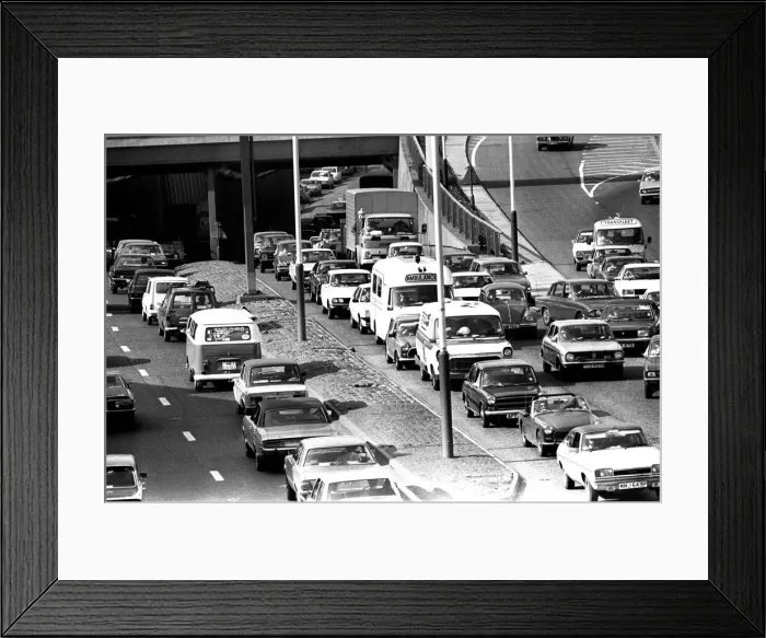 Framed Print : General scenes of traffic scenes in Newcastle - A traffic jam on the Central Motorway