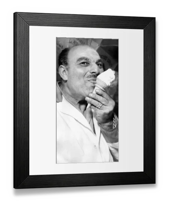 Framed Print : The new corwned king of the ice cream men Mr. Nichol Rea is celebrating after his ice Framed Print : The new corwned king of the ice cream men Mr. Nichol Rea is celebrating after his ice