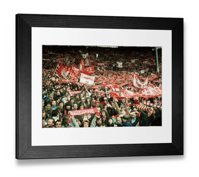 Framed Print : Liverpool supporters FA Cup final 1974 Liverpool v Newcastle football fans banners Framed Print : Liverpool supporters FA Cup final 1974 Liverpool v Newcastle football fans banners